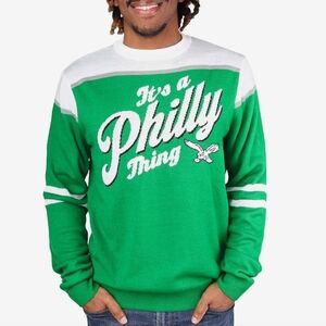 NFL FOCO Philadelphia Eagles Football Green & White Team Knit Sweater Size Large